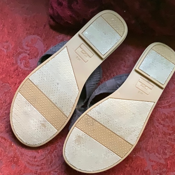 Toms leather canvas slip on sandal dark brown size 8W - Picture 2 of 5